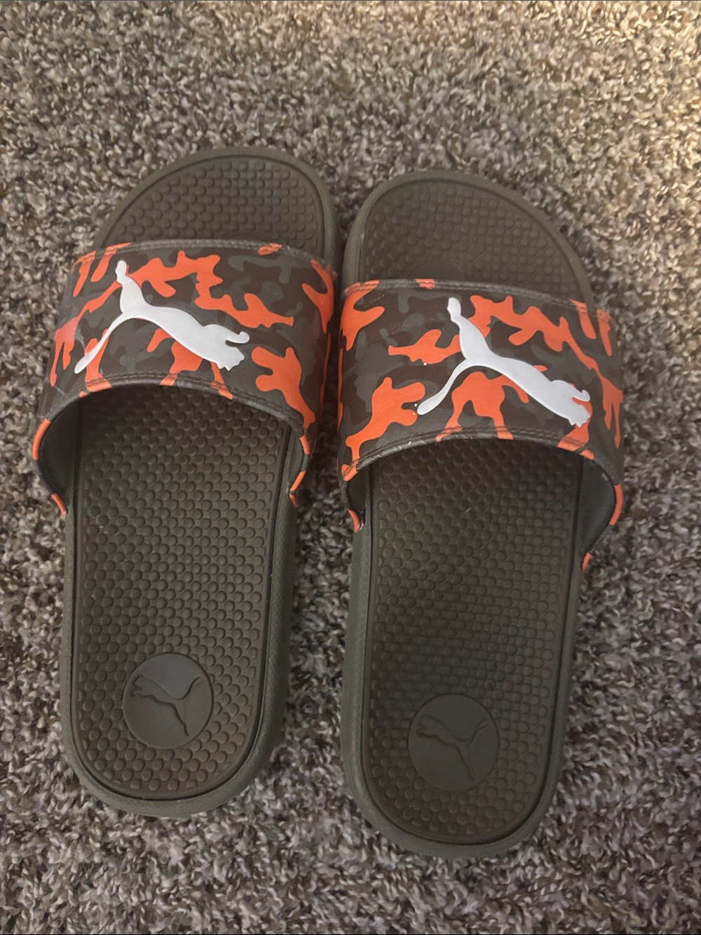 Puma Black Slides with Orange Camo Strap